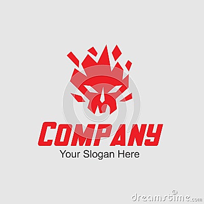 Skull Fire Logo - Fire Logo - Red Logo Vector Illustration