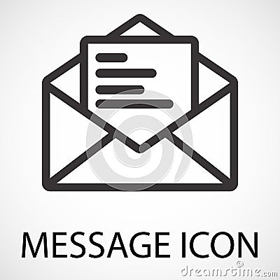 Simple message envelope line art icon, vector Vector Illustration