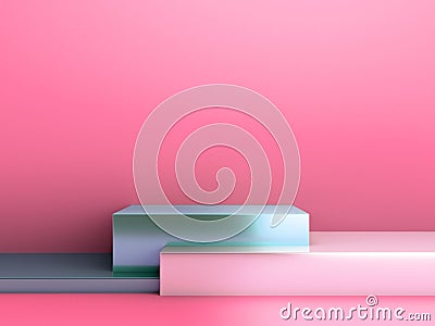 Simple metall three stage podium 3d render image Stock Photo