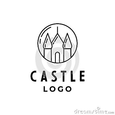 Simple Minimalist Castle Line art logo design inspiration Vector Illustration