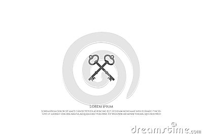 Simple Minimalist Crossed Metal Key Logo Design Vector Vector Illustration