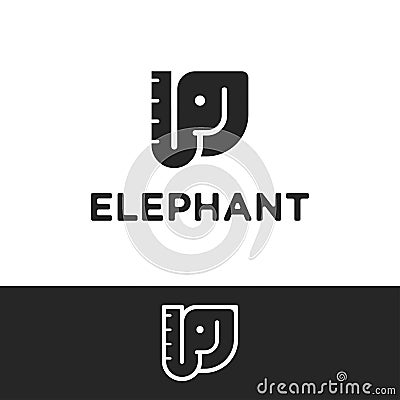 Simple minimalist elephant monochrome vector logo Vector Illustration