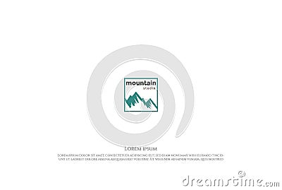 Simple Minimalist Ice Snow Rocky Mountain Landscape View Logo Design Vector Illustration