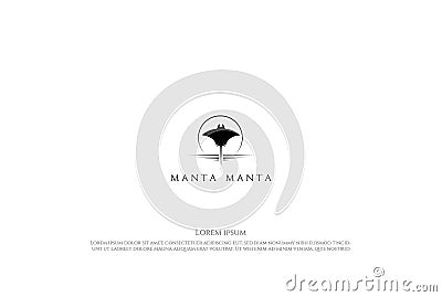 Simple Minimalist Manta Ray or Sting Ray Silhouette Logo Design Vector Vector Illustration