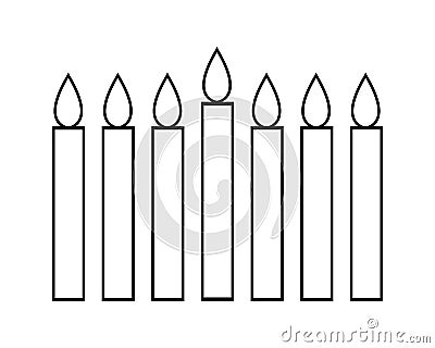Simple minimalist outline lineal icon of Kwanzaa seven candles - Mishumaa Sabaa. Vector illustration isolated on white Vector Illustration