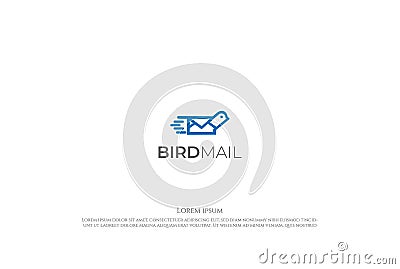 Simple Minimalist Pigeon Dove Canary Bird Mail Logo Design Vector Vector Illustration