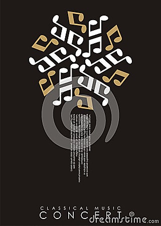 Simple minimalist poster design idea for classical music concert Vector Illustration