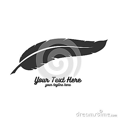 Simple Minimalist Quill Feather for Notary Lawyer or Author Icon Illustration Vector Illustration