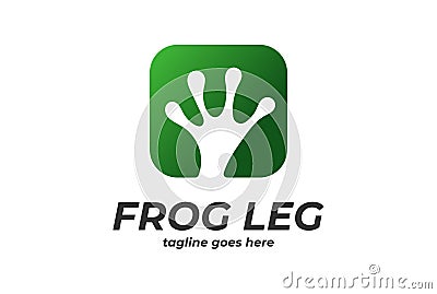 Simple Minimalist Square Green Frog Arm Leg Hand Logo Design Vector Illustration