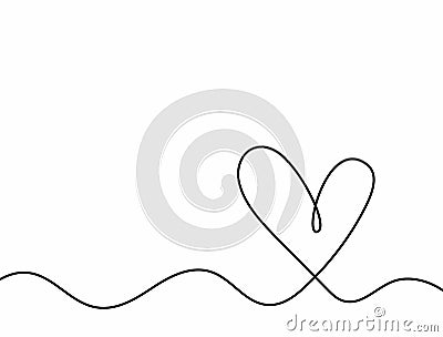 Simple minimalistic background with heart drawn by hand. Doodle, sketch. Vector Illustration