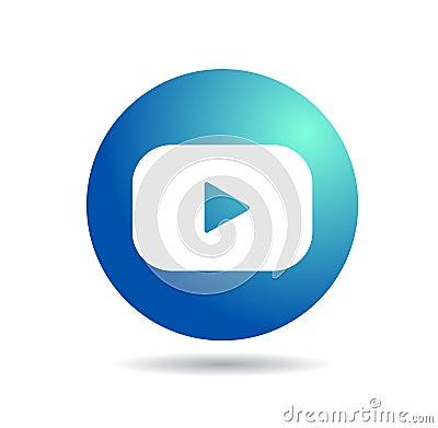 Simple isolated blue YouTube logo icon. Editorial Stock Photo