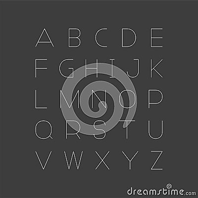 Simple minimalistic font. Vector english alphabet. Thin linear latin letters Vector Illustration