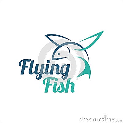 Simple modern flying fish with blue color Vector Illustration