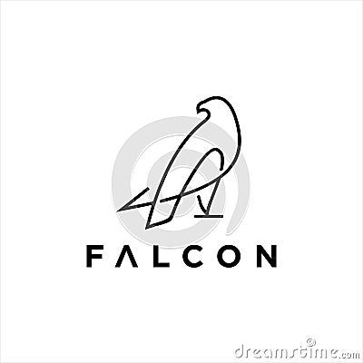 Simple modern line art black falcon logo design idea Vector Illustration