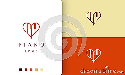 Simple and modern piano love logo or icon Vector Illustration