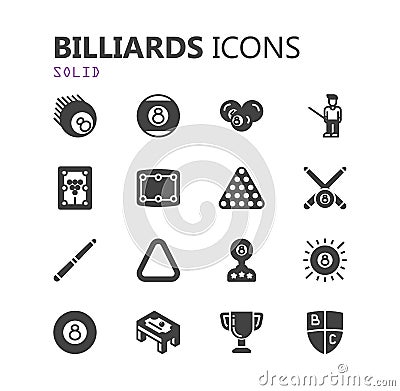 Simple modern set of billiards icons. Premium collection. Vector illustration. Vector Illustration