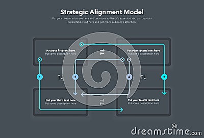 Simple modern template for strategic alignment model - dark version Vector Illustration