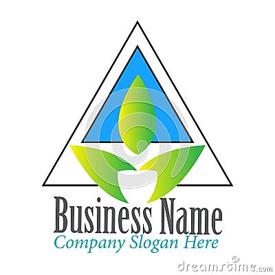Simple Modern Triangle with Leaf logo design inspiration Stock Photo