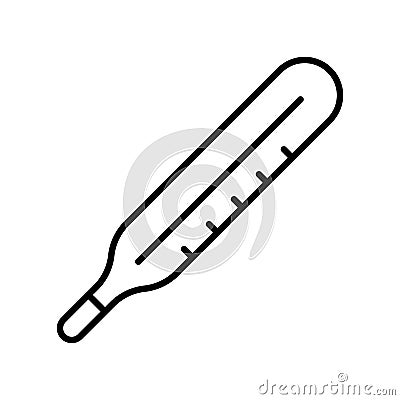 Simple monochrome medical thermometer icon outline style vector temperature measurement equipment Vector Illustration