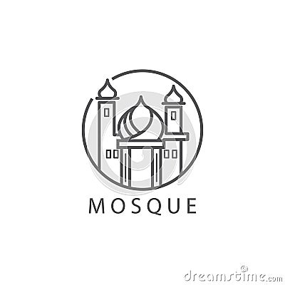 Simple mosque outline circle logo vector design illustration Vector Illustration