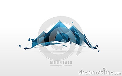 Simple Mountain logo. Low poly model design. Vector Illustration Vector Illustration