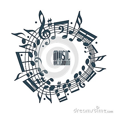 Simple music background with notes and clef. Vector Illustration