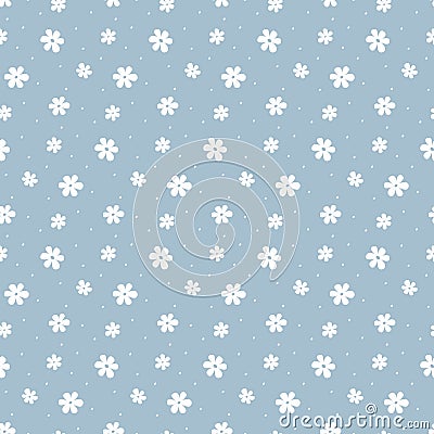 Simple naive seamless pattern white daisies flowers Vector Illustration