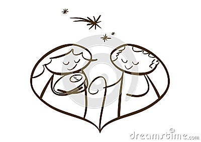 Simple Nativity Scene Vector Illustration