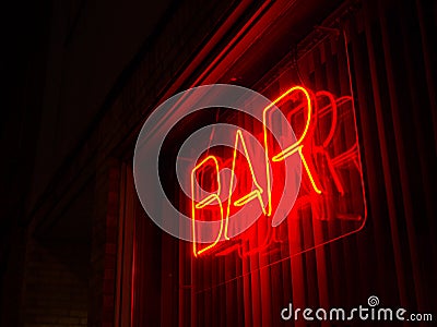 Neon Bar Sign Stock Photo