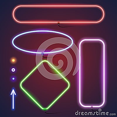 Simple neon frames Stock Photo