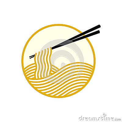 Simple Noodle logo in circle Vector Illustration