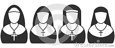 Simple Nun Icon. Sister of mercy sign. Vector illustration Vector Illustration