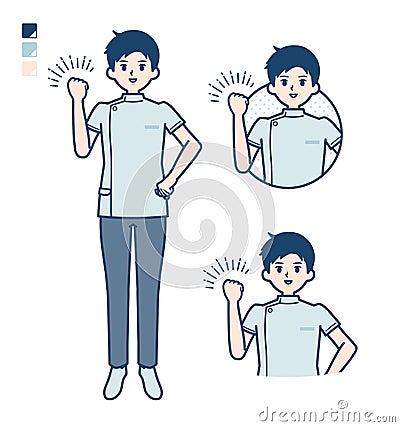 Simple nurse man_fist-pump Vector Illustration