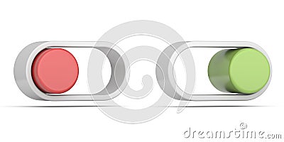 Simple on and off switch buttons 3D Cartoon Illustration