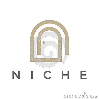 Simple open door abstract logo vector design, interior with geometric shapes or monogram.For building construction, business. Vector Illustration