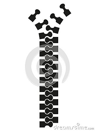 Simple opening zip zipper symbol silhouette Vector Illustration