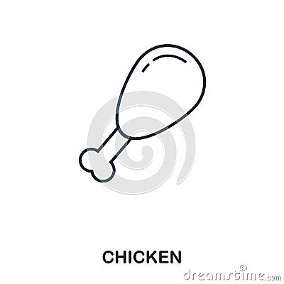 Simple outline Chicken Leg icon. Pixel perfect linear element. Chicken Leg icon outline style for using in mobile app Vector Illustration