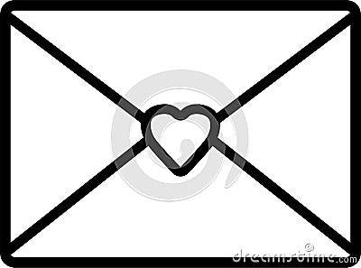 The simple outline closed letter with the heart Stock Photo