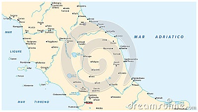 Simple outline map of central italy Vector Illustration