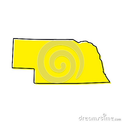 Simple outline map of Nebraska is a state of United States. Styl Stock Photo