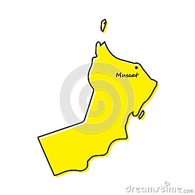 Simple outline map of Oman with capital location Vector Illustration