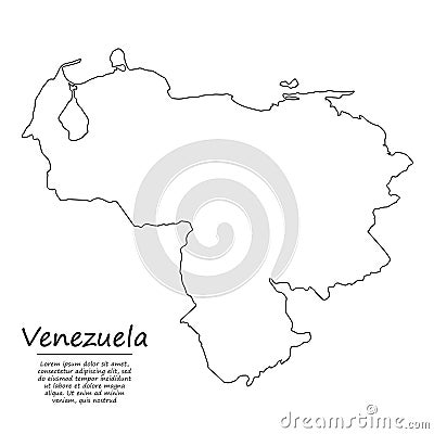 Simple outline map of Venezuela, in sketch line style Vector Illustration