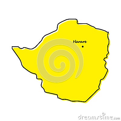 Simple outline map of Zimbabwe with capital location Stock Photo