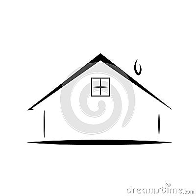 Simple outline one house Vector Illustration