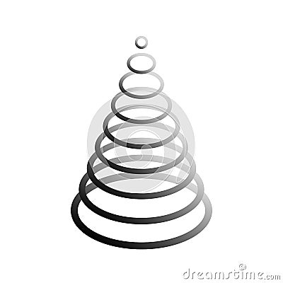 Simple oval monochromatic christmas tree Vector Illustration