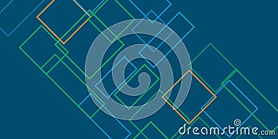 Simple Overlapping Rectangular Frames of Various Sizes, Colored in Green, Brown and Blue - Geometric Shapes Pattern Vector Illustration