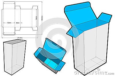 Simple Packaging Box Internal measurement 12x6x19cm and Die-cut Pattern. Vector Illustration