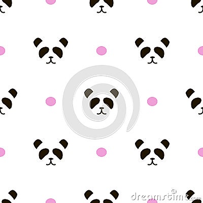 Simple panda face pattern on white background Stock Photo