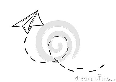 Simple paper plane doodle style - isolated vector illustration Vector Illustration
