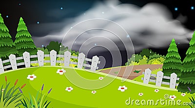 A simple park scene at night Vector Illustration